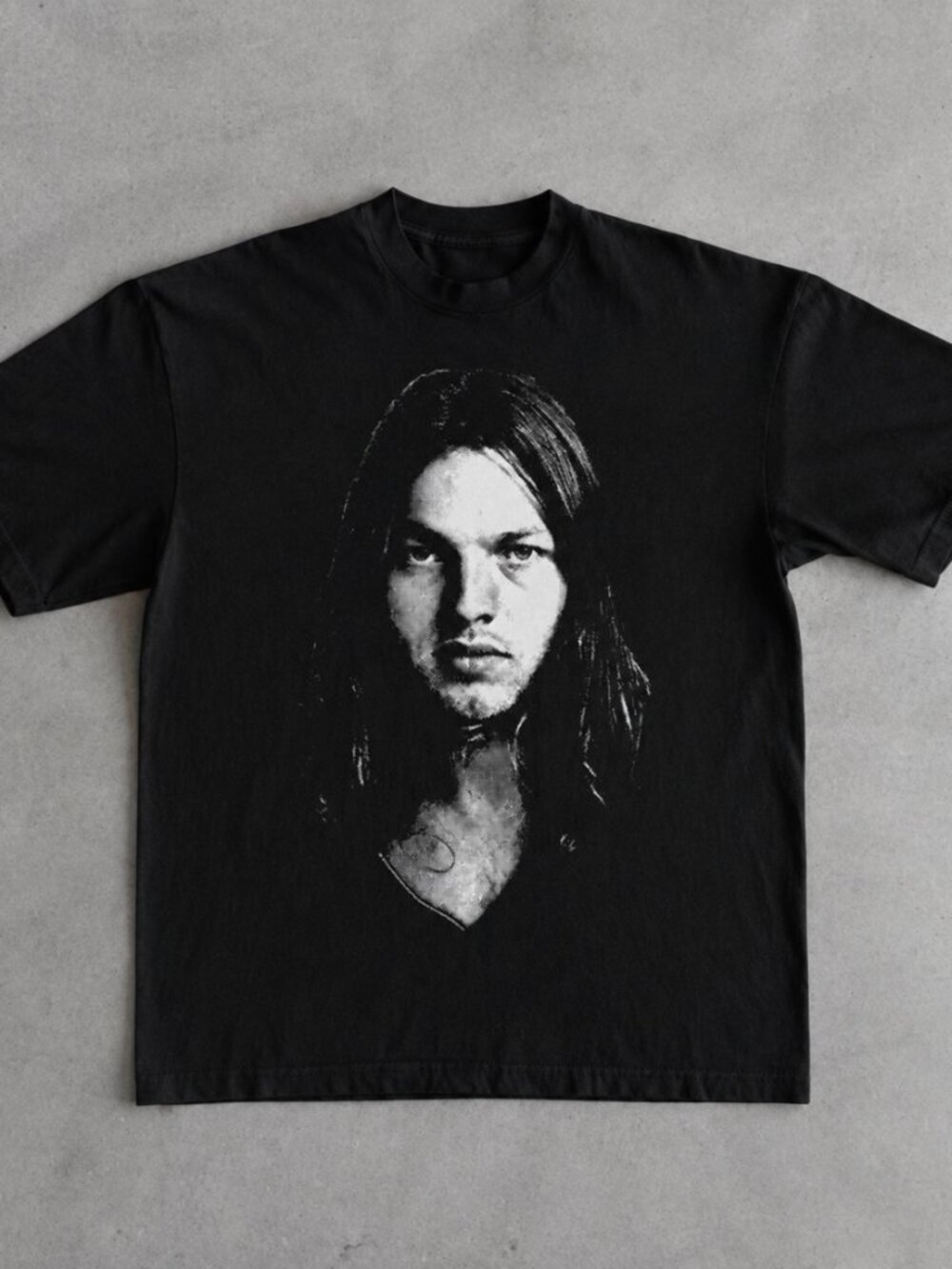 David Gilmour Pink Floyd Photo Black T-Shirt Reprint